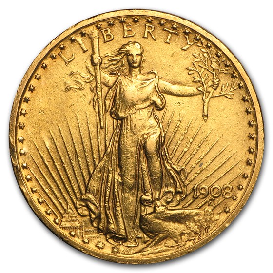 1908 $20 Saint-Gaudens Gold Double Eagle w/Motto (Cleaned) 1908 $20 Saint-Gaudens Gold Double Eagle w/Motto (Cleaned)
